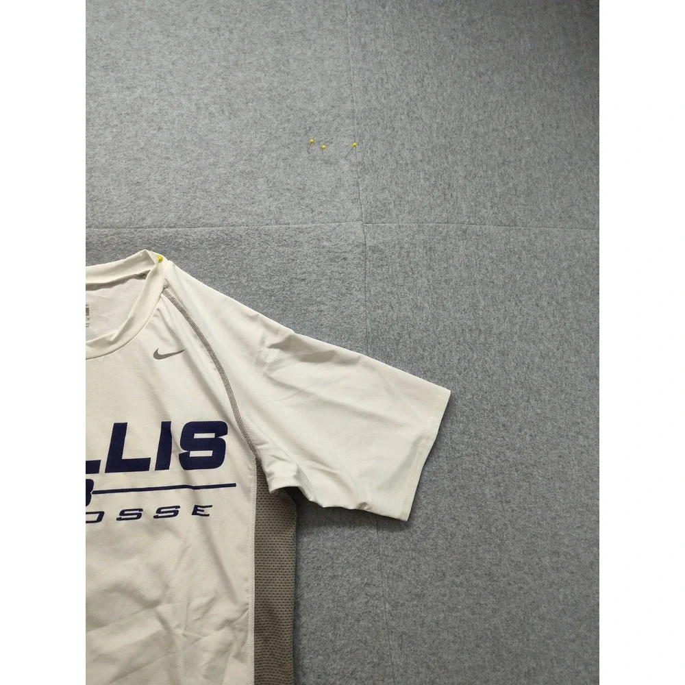 Nike Men Shirt Jersey L White Gray Bullis Bulldogs Lacrosse Compression Athletic